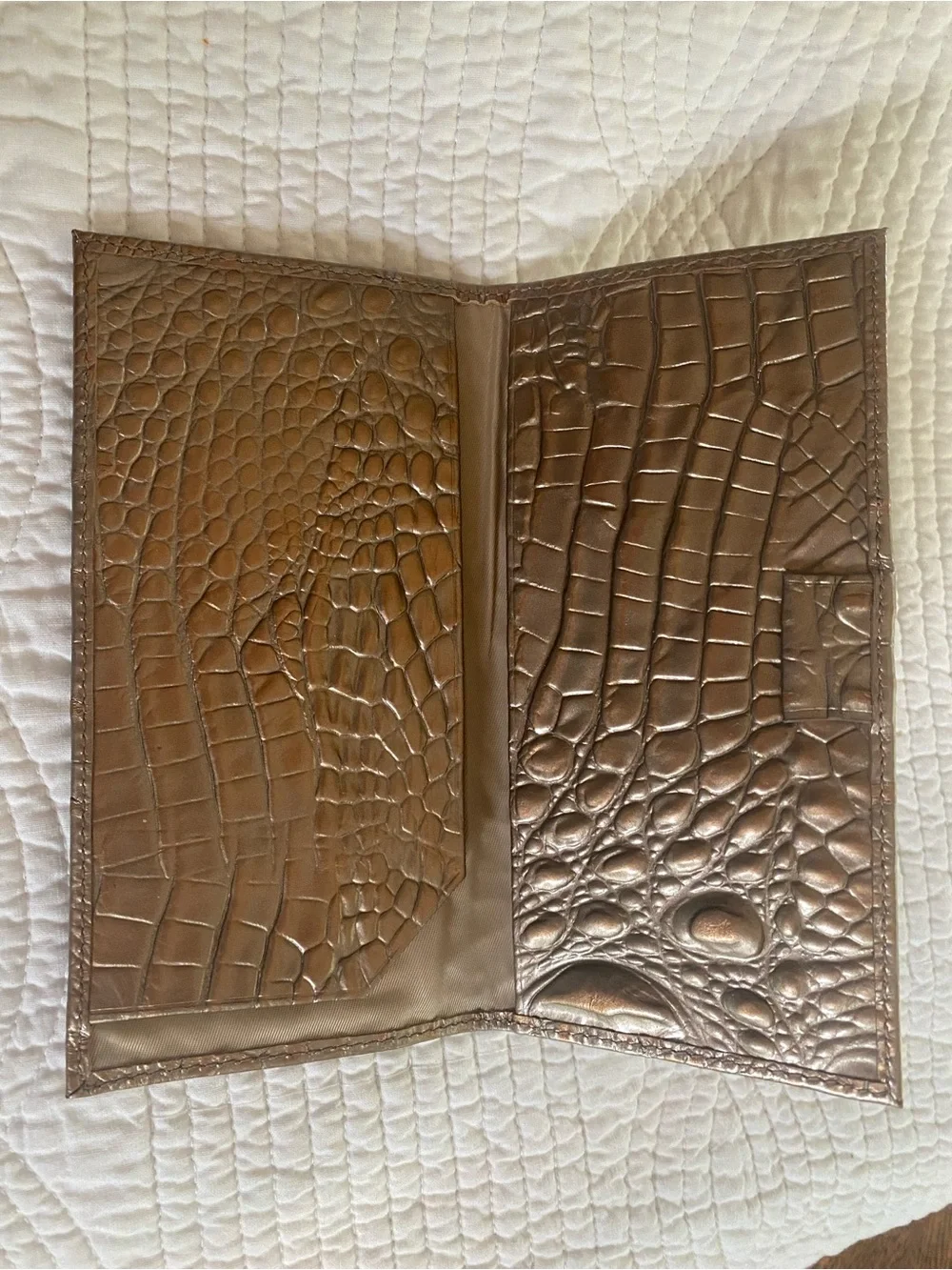 Brahmin Embossed Croc Metallic Long Wallet Checkbook Cover- Shimmering Bronze